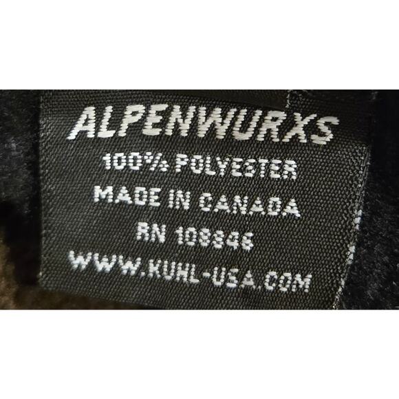 KUHL ALPENWURX Fleece Jacket Brown Full Zip Faux Leather Sherpa Collar Medium - Picture 8 of 10
